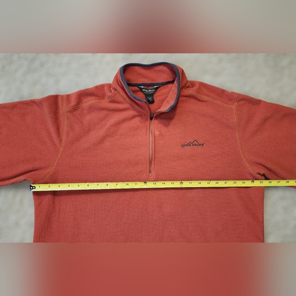 Eddie Bauer Men's XL Tall Quarter-Zip Fleece Pullover Waffle Knit Orange/Rust - Picture 7 of 9